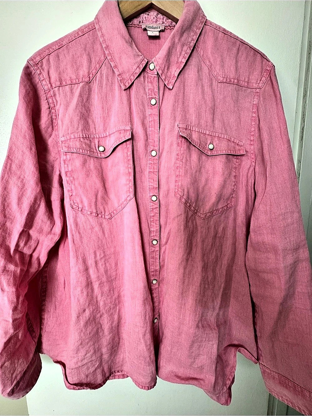Sundance Willow Linen Western Shirt Pink